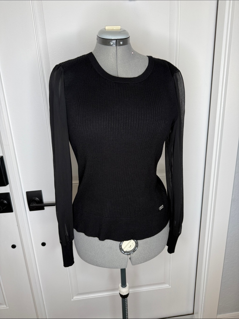 DKNY Black Ribbed-Knit Sleeveless Top